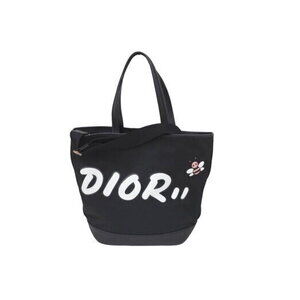 DIOR KAWS tote bag shoulder black white bee logo